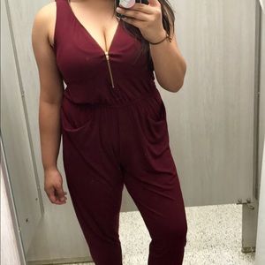NWOT Ambiance Burgundy Jumpsuit